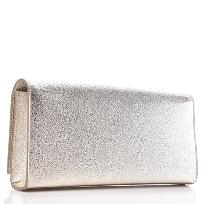 Saint Laurent Textured Metallic Calfskin Classic Monogram Cassandre Clutch Silver 3 of 12