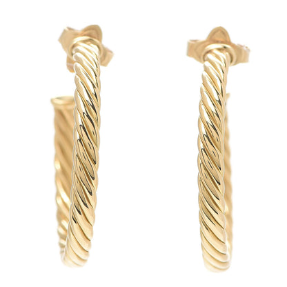 David Yurman 18K Yellow Gold Sculpted Cable Hoop Earrings 1 of 4