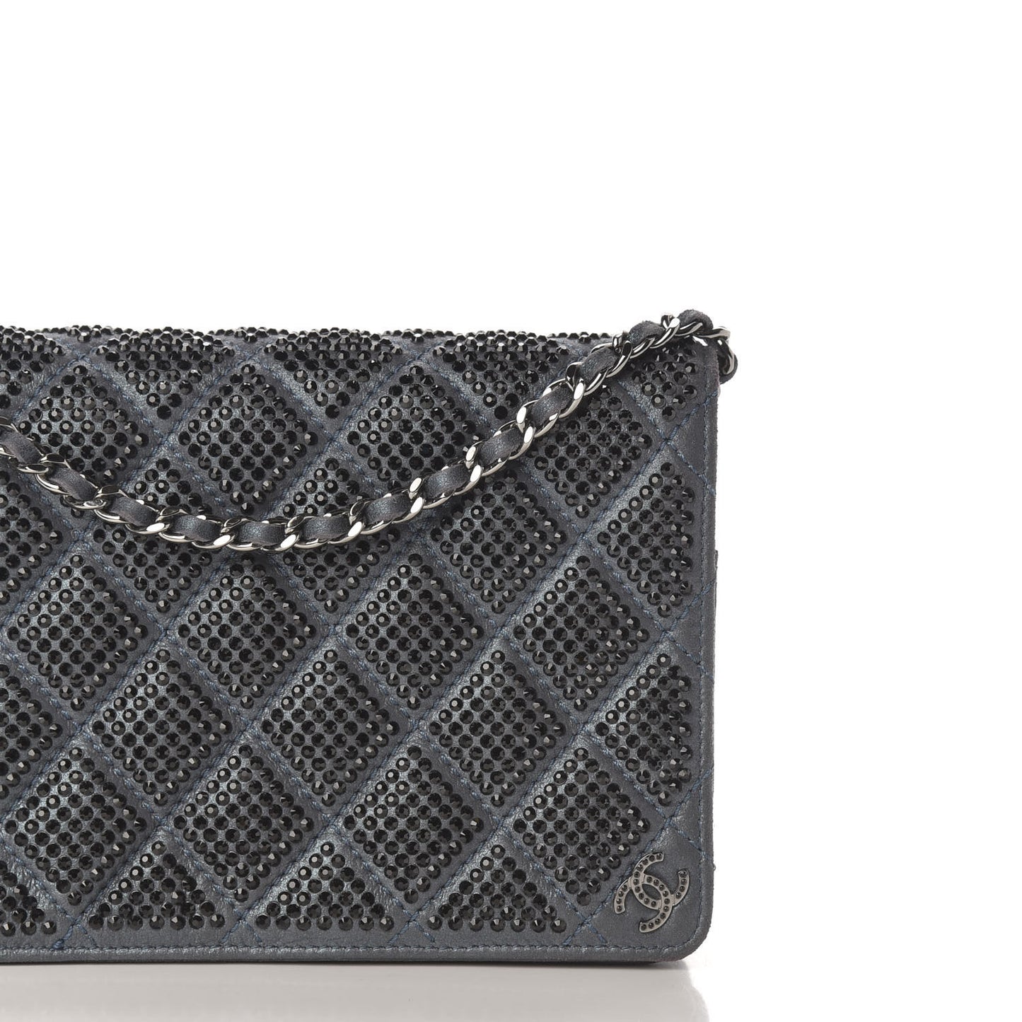 Crystal Quilted Wallet On Chain WOC Blue