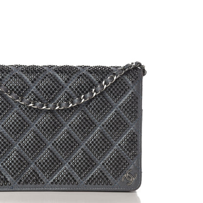 Chanel Crystal Quilted Wallet On Chain WOC Blue 13 of 13