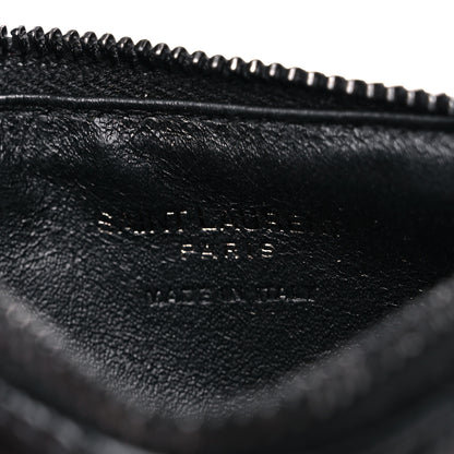 Saint Laurent Grain De Poudre Matelasse Chevron Monogram Fragments Zippered Card Case Black 6 of 12