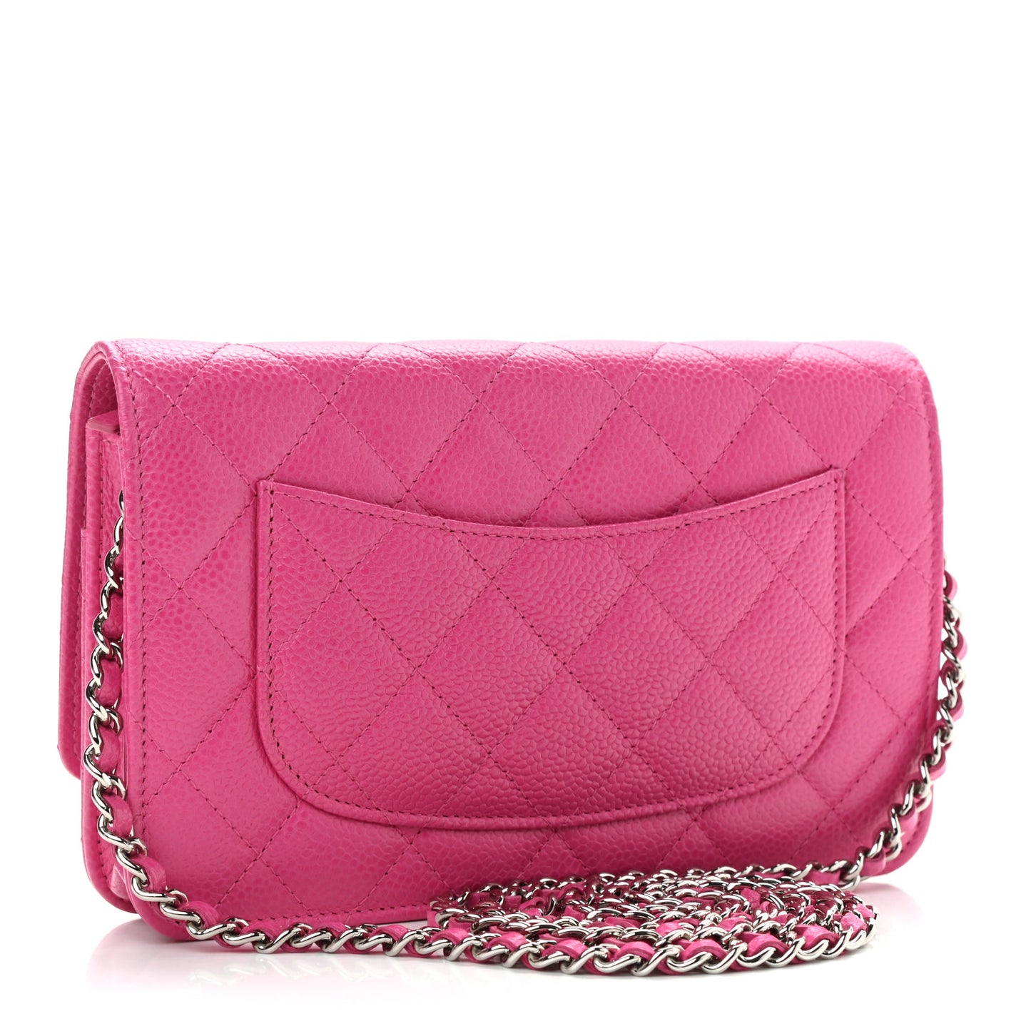 Caviar Quilted Wallet on Chain WOC Fuchsia