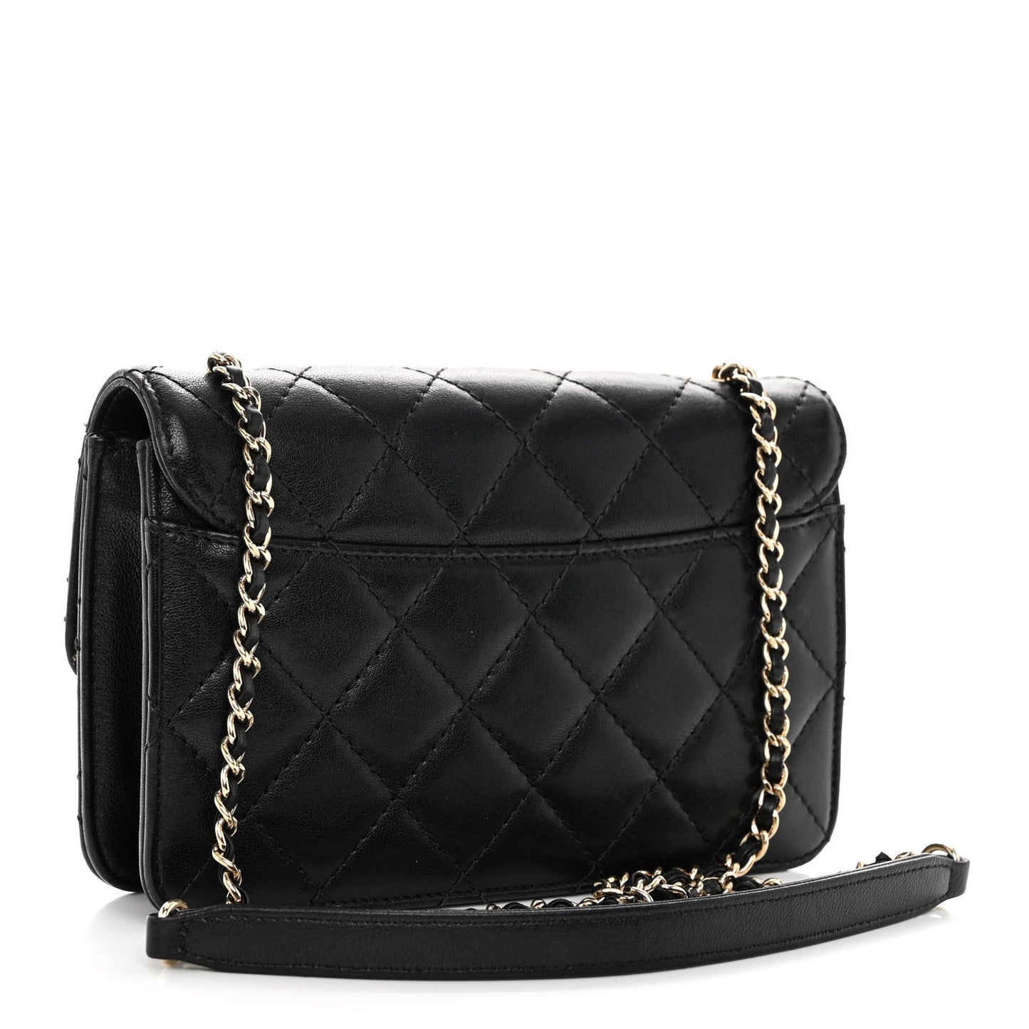 Sheepskin Quilted Mini Beauty Lock Flap Black