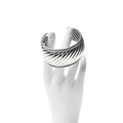 David Yurman Sterling Silver Diamond 41mm Sculpted Cable Cuff Bracelet 2 of 4