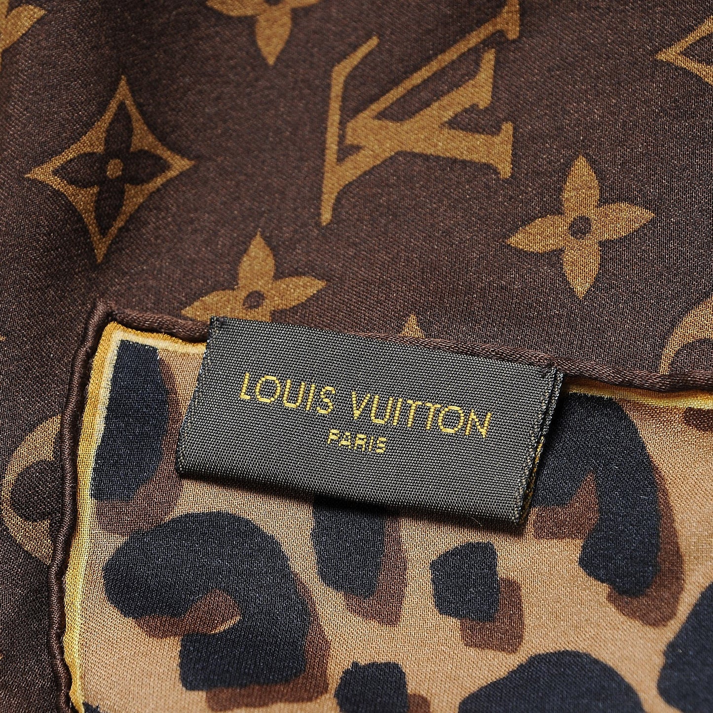 Silk Leopard Monogram Square Scarf