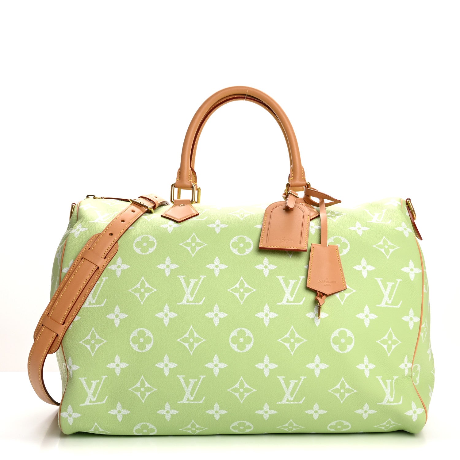 Louis Vuitton Calfskin Monogram Speedy P9 Bandouliere 50 Frozen Lime 1 of 10