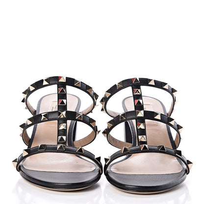 Valentino Garavani Calfskin Rockstud 60mm Caged Slide Sandals 38.5 Black 2 of 9