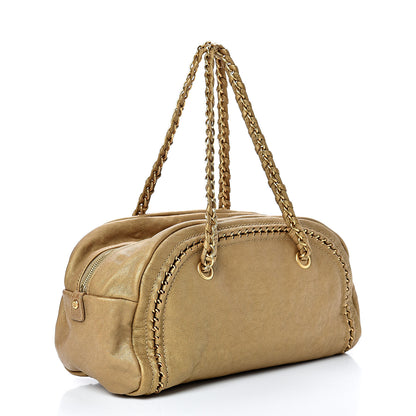Chanel Metallic Goatskin Medium Luxe Ligne Bowler Gold 2 of 9