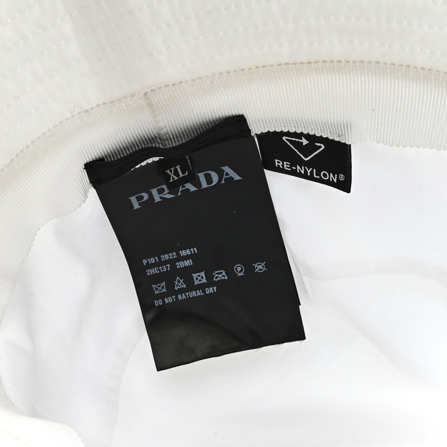 Prada Re-Nylon Metal Triangle Logo Mens Bucket Hat XL White 5 of 8