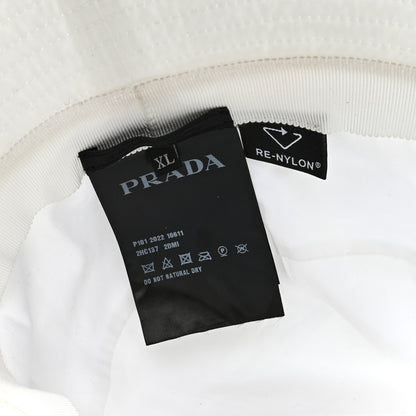 Prada Re-Nylon Metal Triangle Logo Mens Bucket Hat XL White 5 of 8