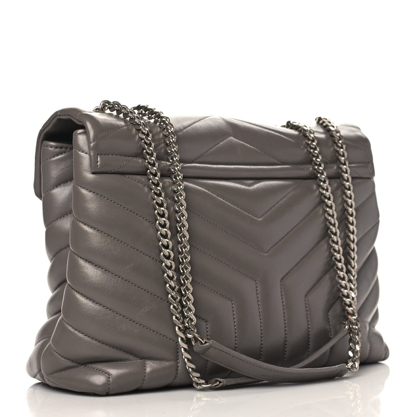 Calfskin Y Quilted Monogram Medium Loulou Chain Satchel Fog