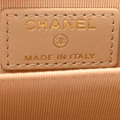 Chanel Caviar Quilted Zip Around Coin Purse Beige 7 of 8