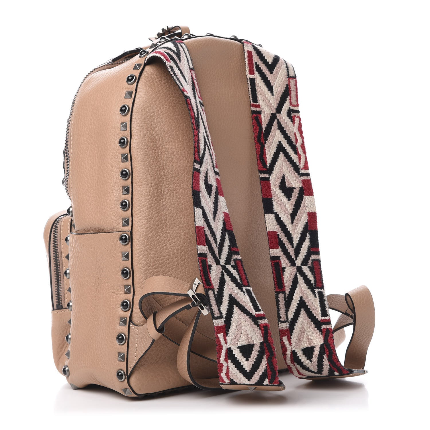 Valentino Garavani VALENTIN Pebbled Calfskin Medium Guitar Strap Rockstud Rolling Backpack Soft Noisette 2 of 9