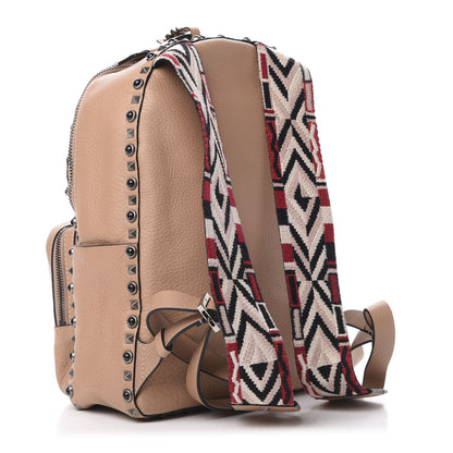 Valentino Garavani VALENTIN Pebbled Calfskin Medium Guitar Strap Rockstud Rolling Backpack Soft Noisette 2 of 9