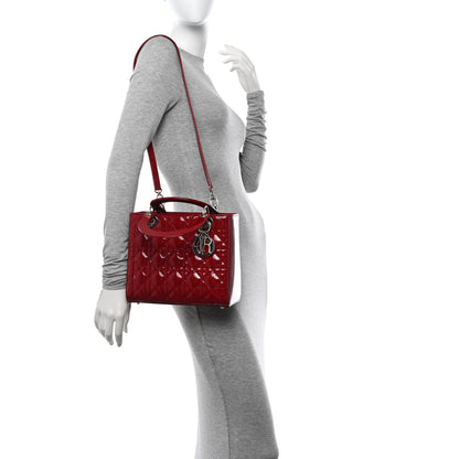 Christian Dior Patent Cannage Medium Lady Dior Burgundy Red 2 of 12