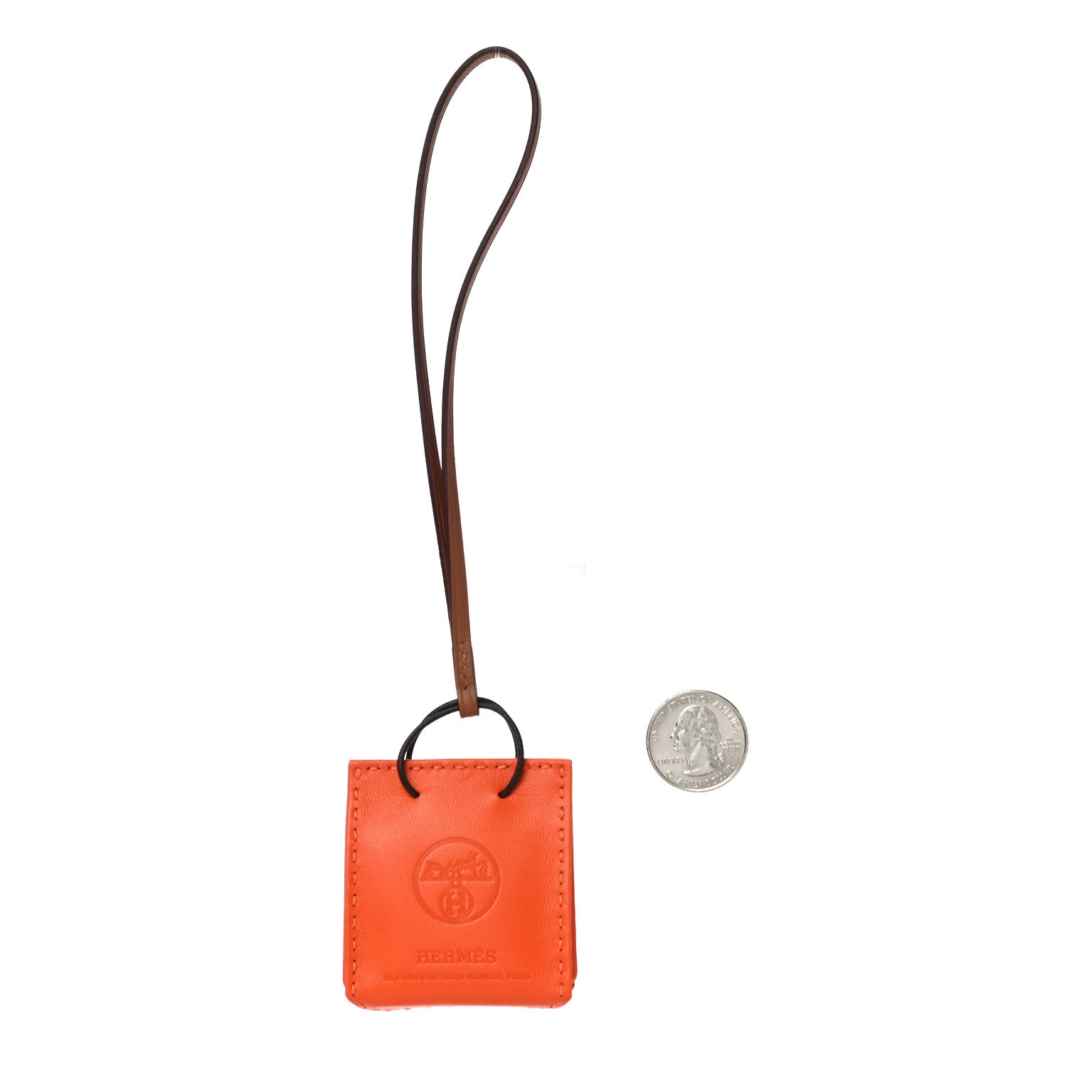 Hermes Milo Lambskin Swift Shopping Bag Charm Feu Gold 2 of 5