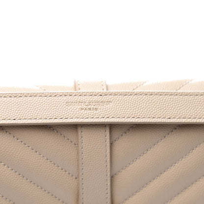 Saint Laurent Grain De Poudre Matelasse Chevron Large Monogram Satchel Nude Powder 9 of 11