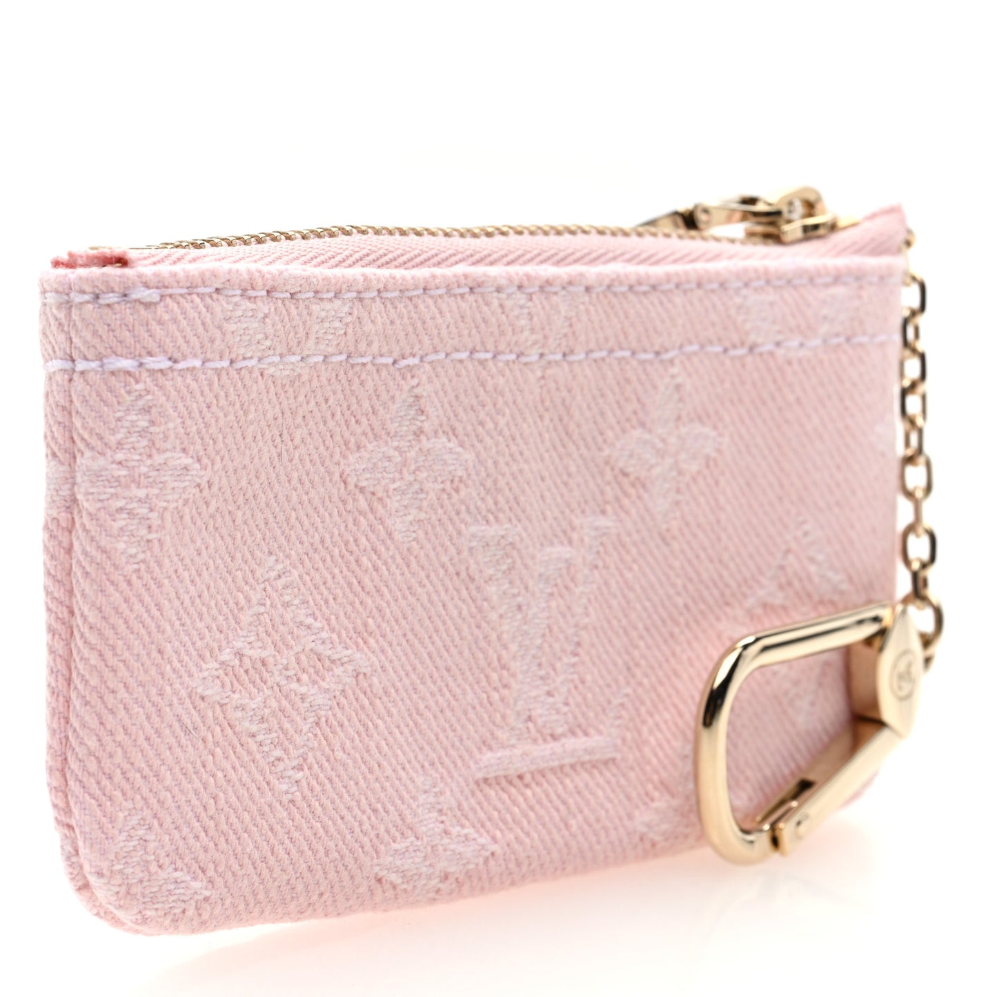 Monogram Denim Key Pouch Washed Pink