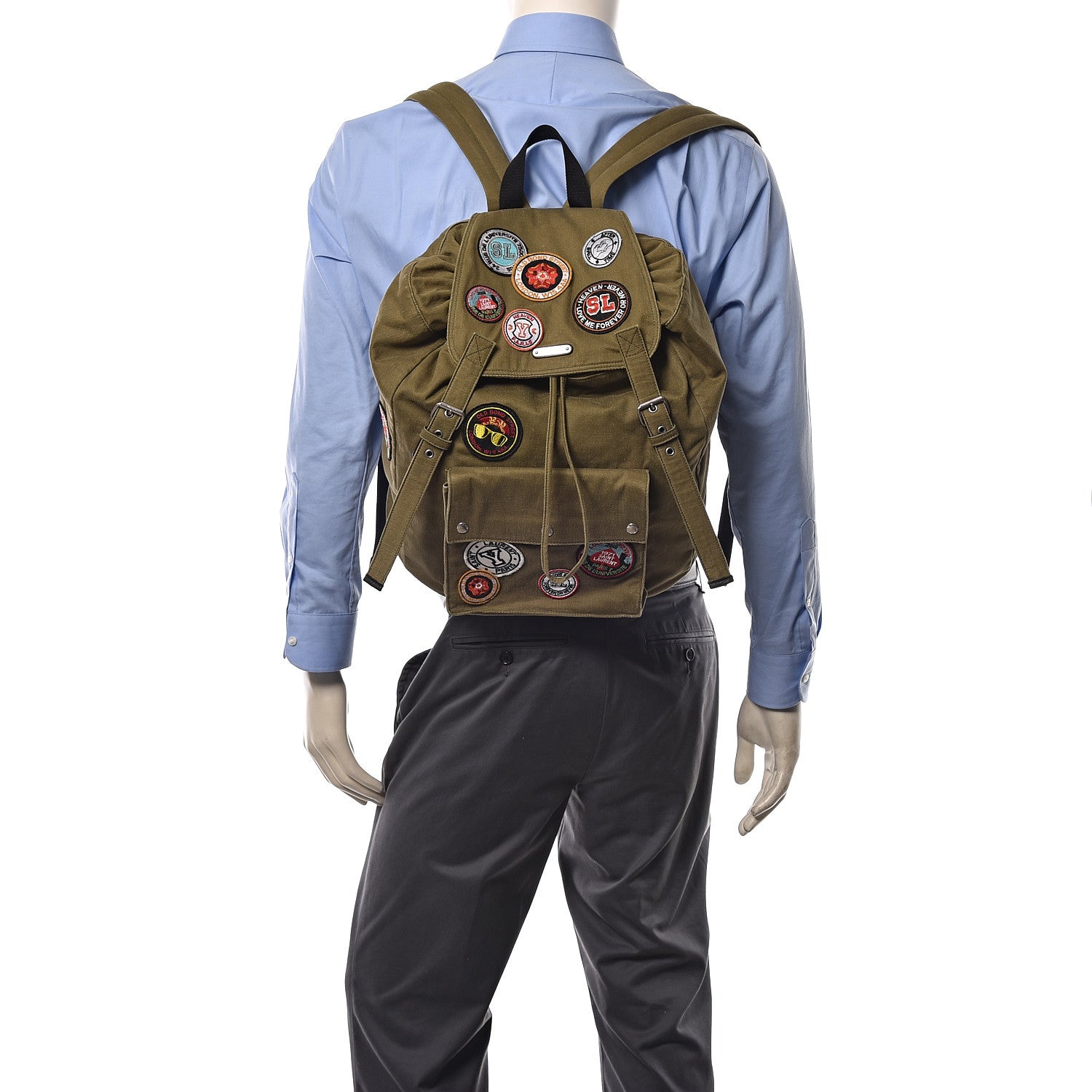 Saint Laurent Canvas Multi Patch Backpack Gabardine 2 of 8