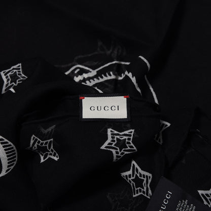 Gucci Cotton Dragon Print Square Scarf Black 2 of 5