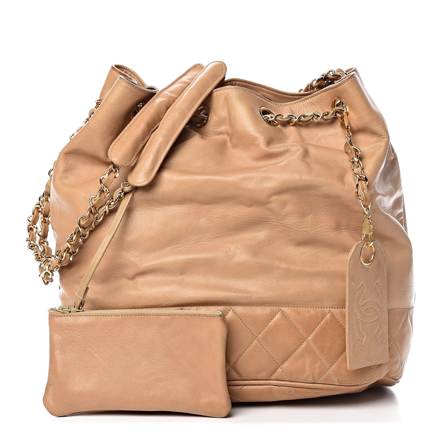 Chanel Lambskin Drawstring Bag Beige 1 of 17