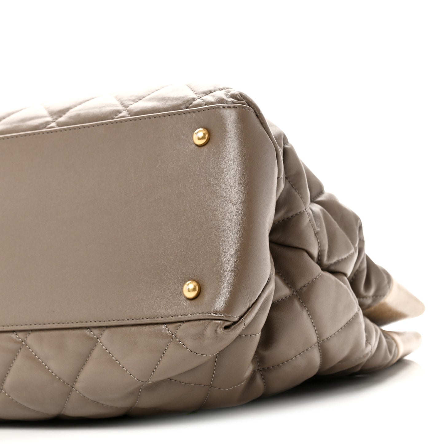 Calfskin Quilted Large Soft Elegance Tote Brown