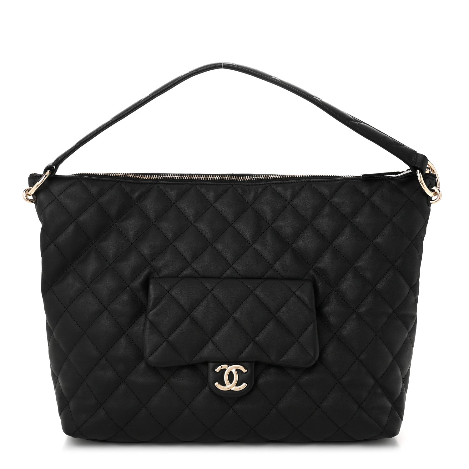 Chanel Calfskin Quilted Large Coco Mellow Hobo Black 1 of 10