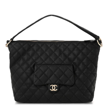 Chanel Calfskin Quilted Large Coco Mellow Hobo Black 1 of 10