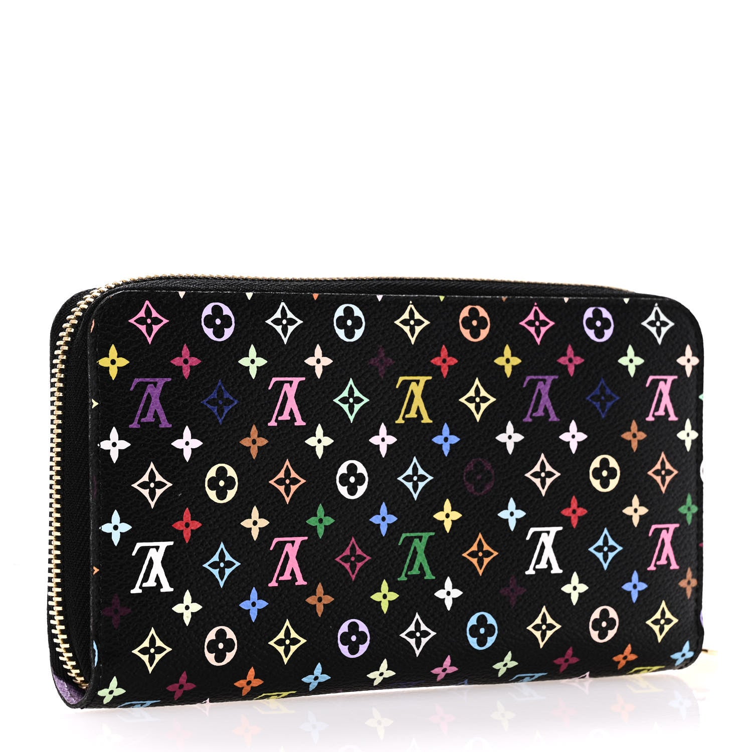 Louis Vuitton Monogram Multicolor Zippy Wallet Black Violet 3 of 9