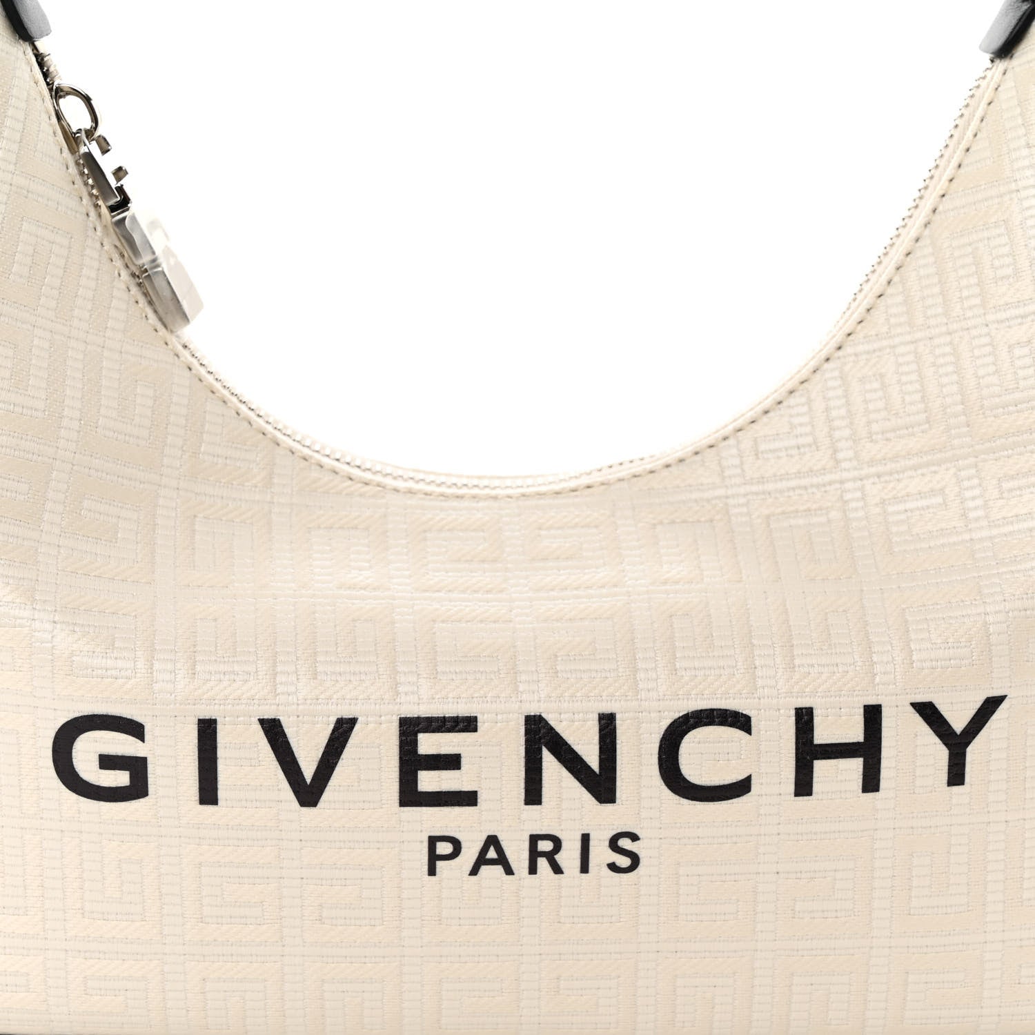 Givenchy Coated Canvas Logo 4G Embossed Small Moon Cut Out Shoulder Bag Ivory 8 of 10
