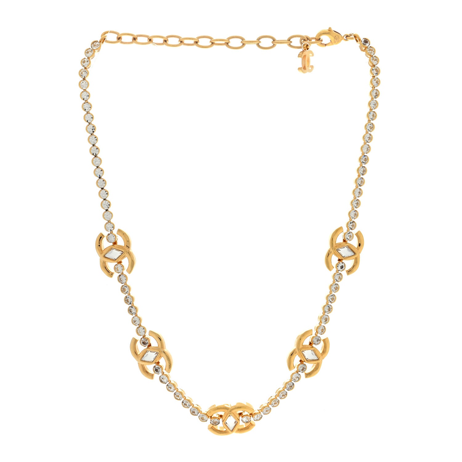 Chanel Metal Crystal CC Marquise Choker Gold 3 of 4