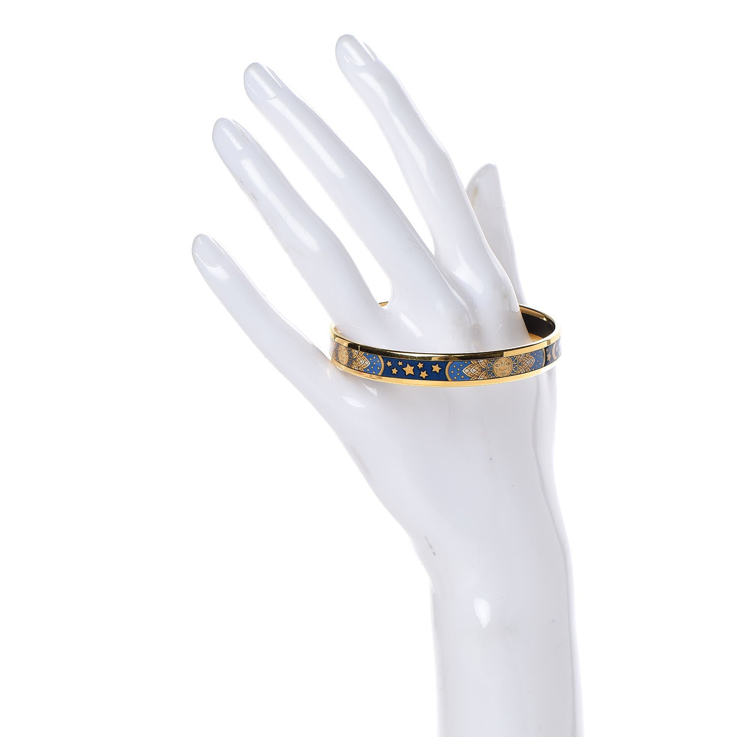 Hermes Enamel Printed Narrow Sun Moon Stars Bracelet 65 2 of 6