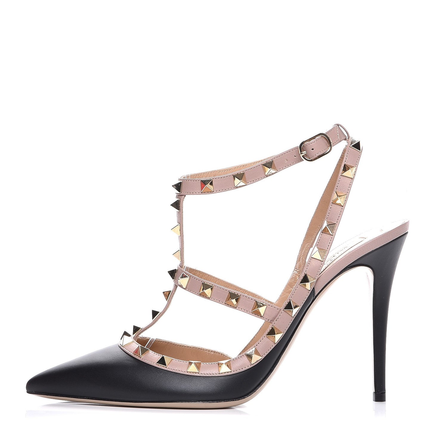 Nappa Rockstud Ankle Strap Pumps 40.5 Black Poudre