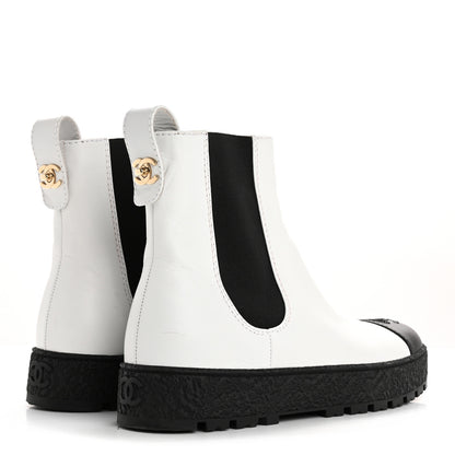 Chanel Calfskin Cap Toe CC Ankle Boots 39 White Black 5 of 15
