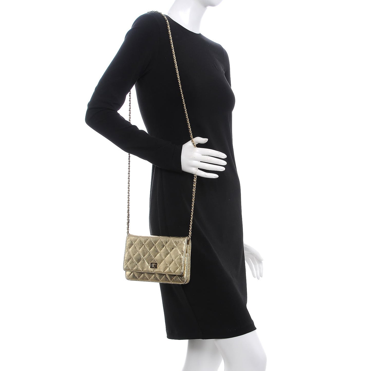 Metallic Aged Calfskin Reissue Wallet On Chain WOC Gold
