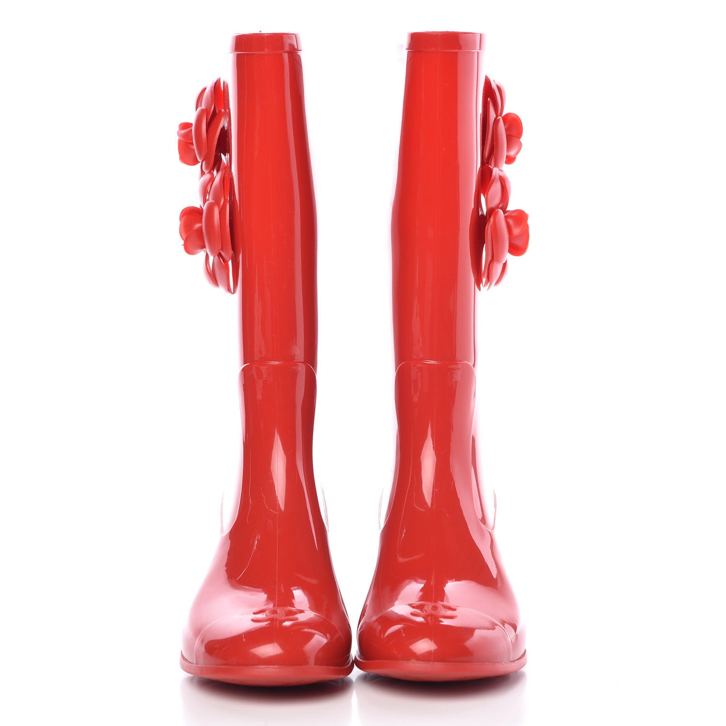 Rubber Camellia Rain Boots 36 Red