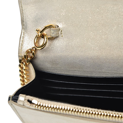 Saint Laurent Metallic Fabric Monogram Envelope Chain Wallet Light Gold 9 of 14