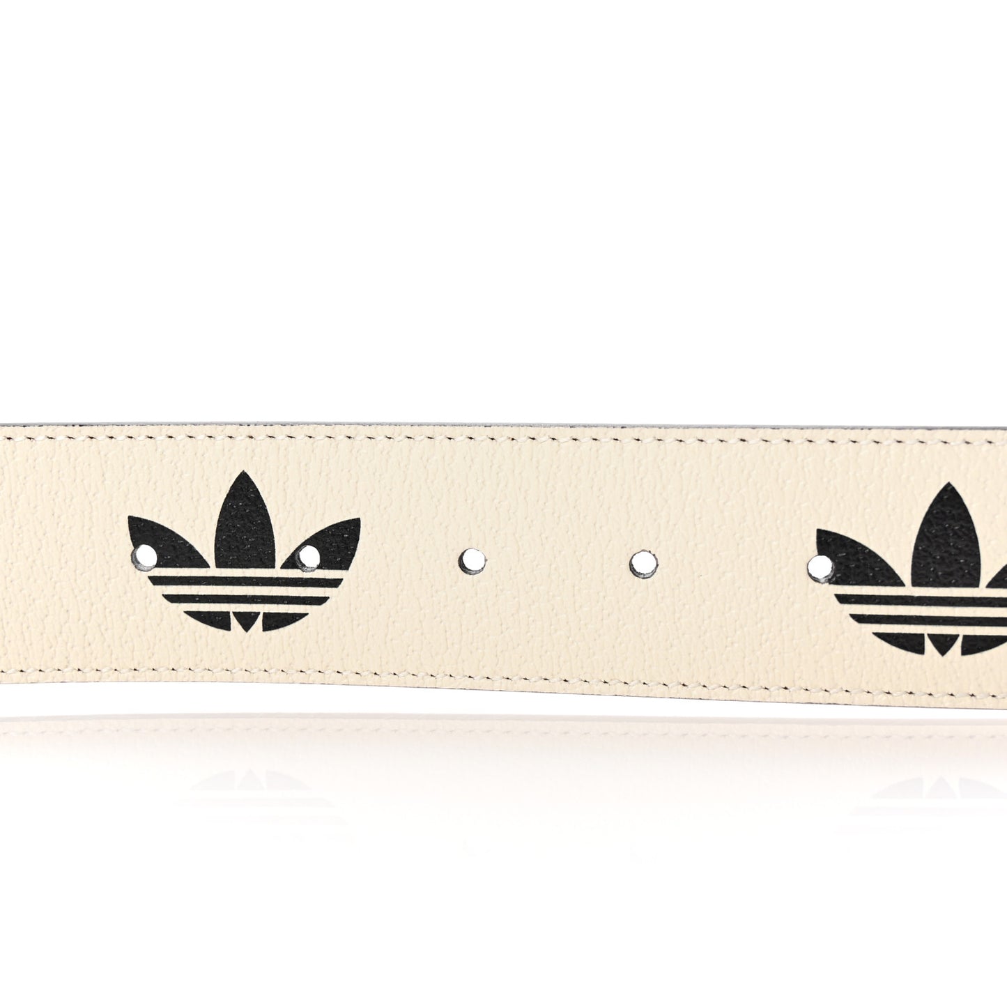X ADIDAS Textured Dollar Calfskin Double G 40mm Belt 85 34 White Black