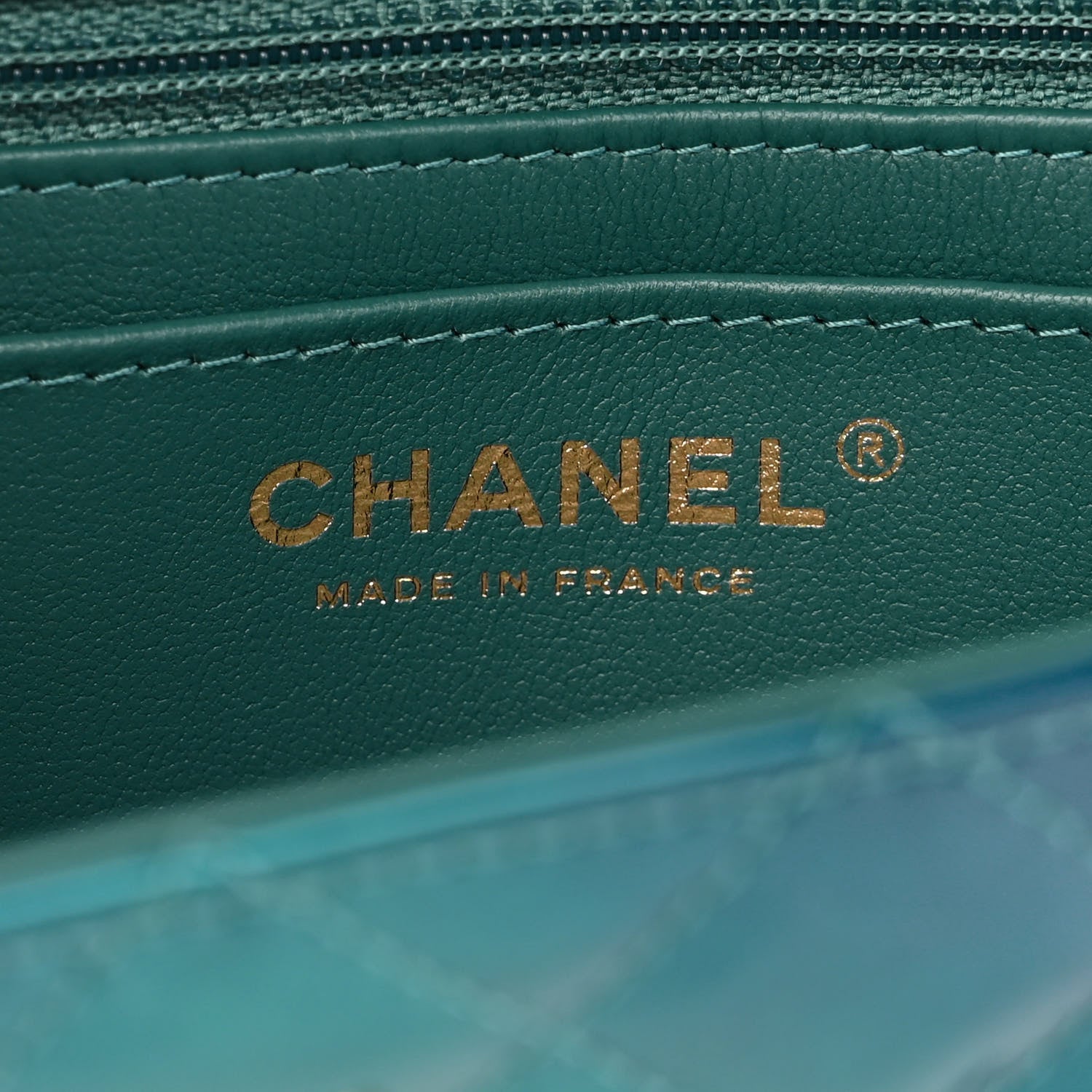 Chanel Shaded Patent Calfskin Quilted Mini Rectangular Flap Green Blue 6 of 11