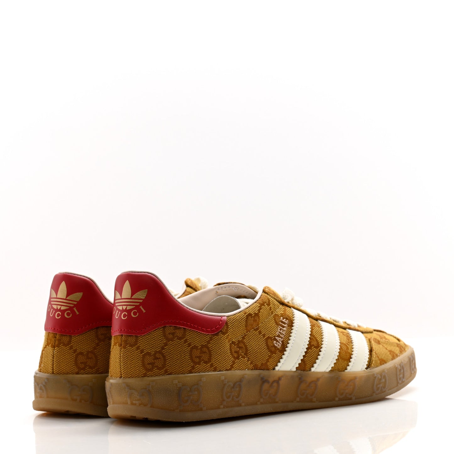 X ADIDAS Vintage GG Monogram Mens Gazelle Sneakers 7.5 Mid Natural Nut Off White