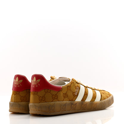 Gucci X ADIDAS Vintage GG Monogram Mens Gazelle Sneakers 7.5 Mid Natural Nut Off White 4 of 9