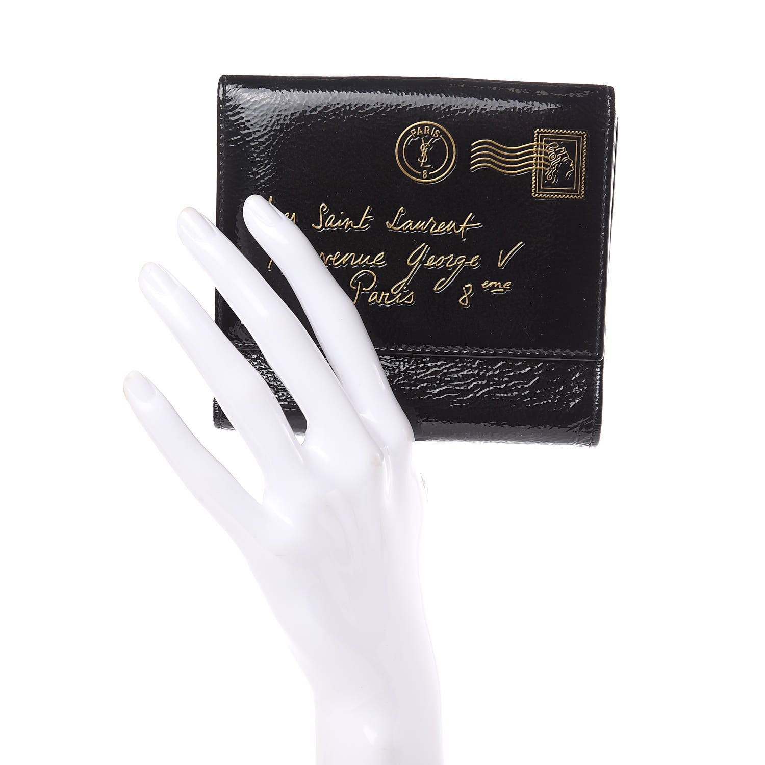 Saint Laurent Patent Y-Mail French Wallet Black 2 of 11