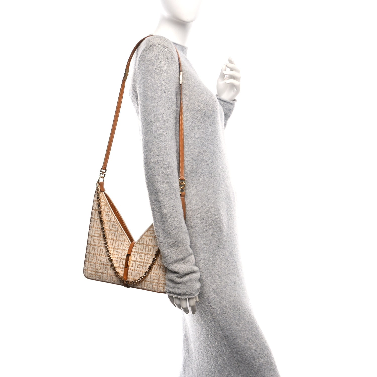 Givenchy Raffia Jacquard Fabric 4G Small Cut Out Shoulder Bag Antigona Beige 2 of 10