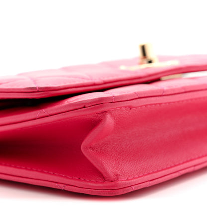 Chanel Lambskin Quilted Trendy CC Wallet On Chain WOC Dark Pink 9 of 14