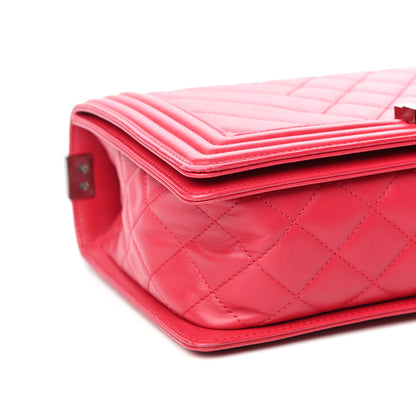 Chanel Lambskin Chevron Quilted New Medium Boy Flap Dark Pink 8 of 10