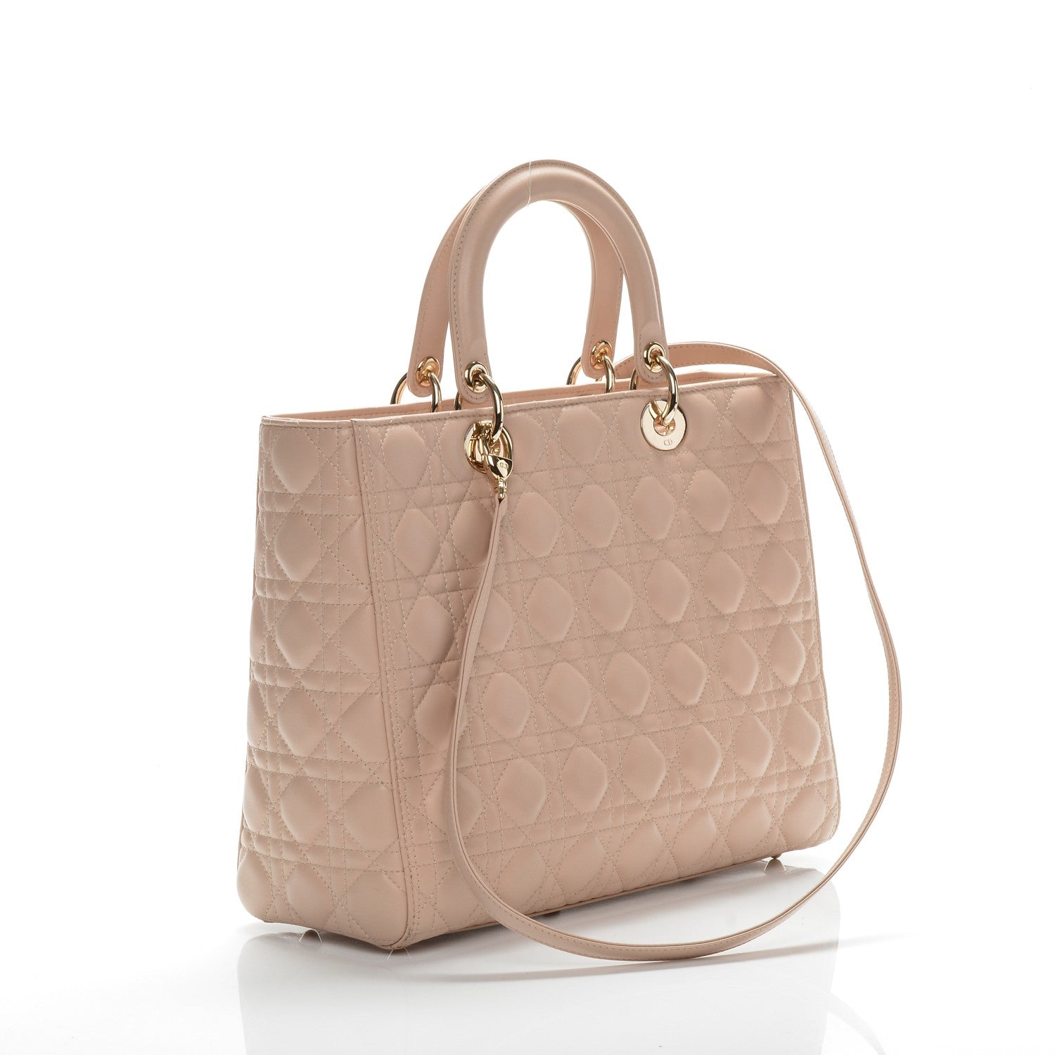 Christian Dior Lambskin Cannage Large Lady Dior Rose Poudre 3 of 13