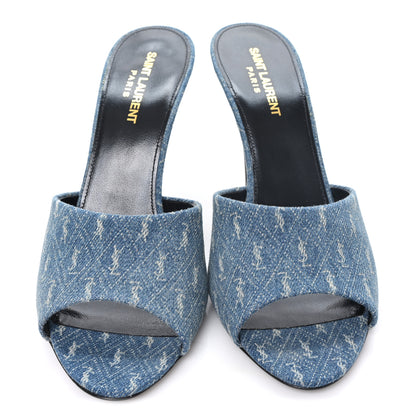 Saint Laurent Denim Monogram La 16 Mule Sandals 39 Blue Jeans 3 of 10