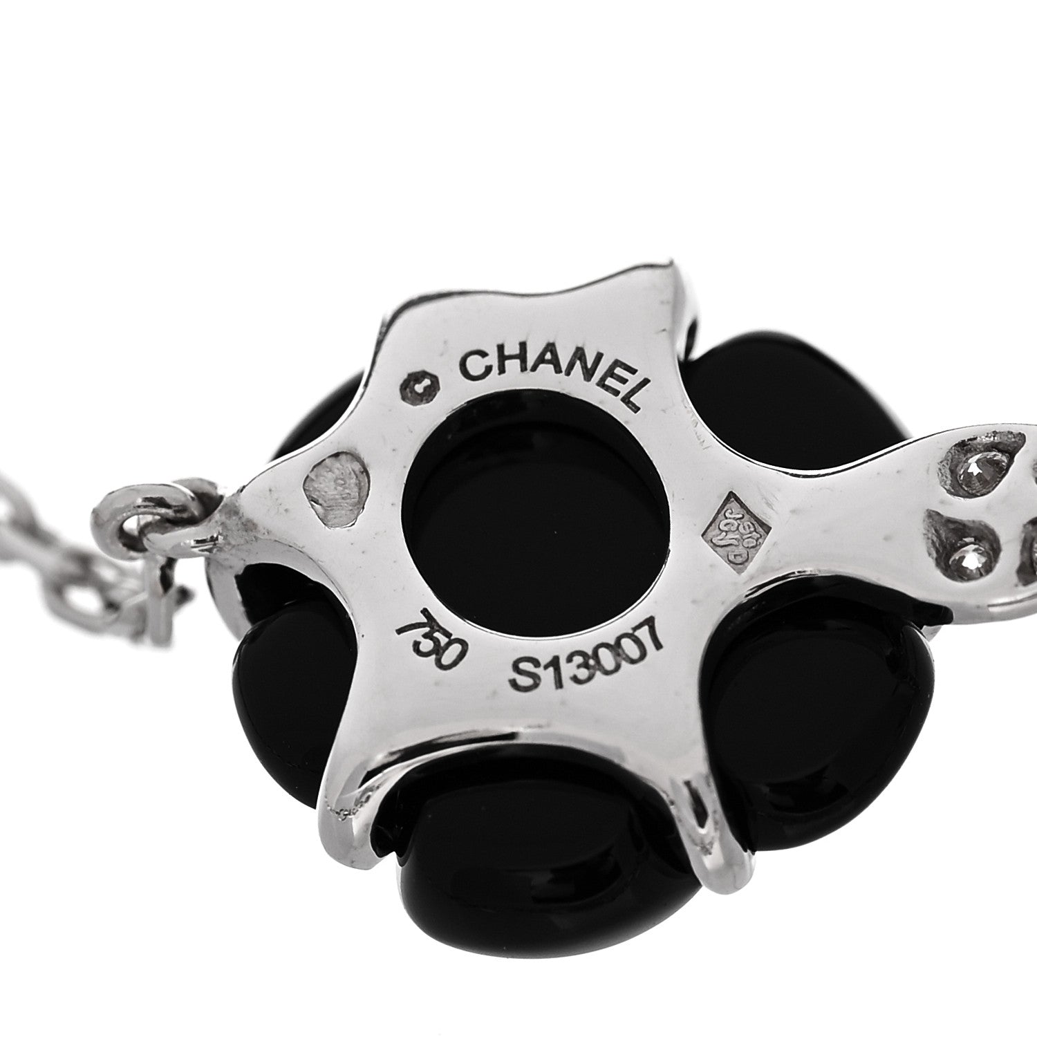 Chanel 18K White Gold Diamond Black Onyx Camelia Sculpte Bracelet 3 of 3