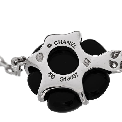 Chanel 18K White Gold Diamond Black Onyx Camelia Sculpte Bracelet 3 of 3