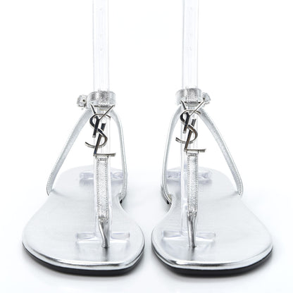 Saint Laurent Metallic Lambskin Nu Pieds 05 Thong Sandals 37 Argento 3 of 9